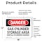 Signmission Gas Cylinder Storage Area Keep All Cylinders Danger Sign, Vinyl Decal, 18in W x 12in L, 2PK OS-2PACK-DS-D-1218-L-2055 - alternate 4